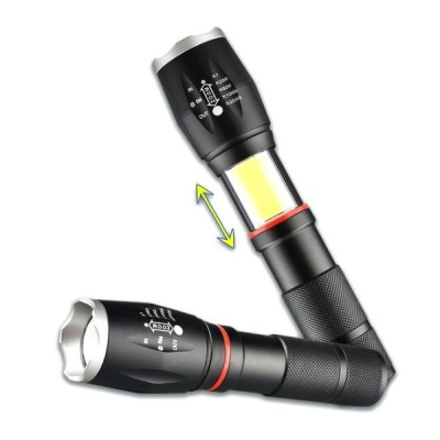 Lanternă din metal tactic TagLight Elite cu led Cree q5, zoom reglabil, Led lateral,  5 moduri de lumină