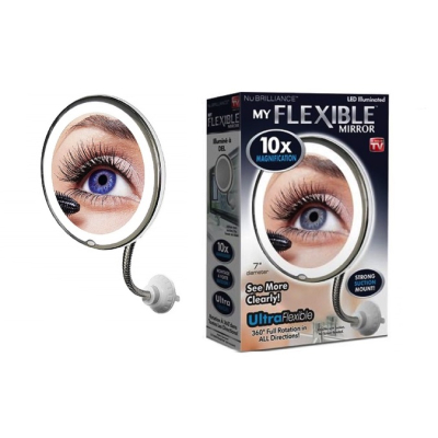 Oglinda cosmetica flexibila cu LED si factor marire 10x