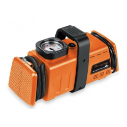 Set compresor ORANGE si 3 adaptoare pentru umflat mingi si saltele