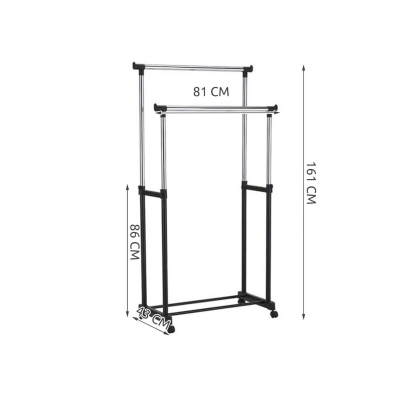 UB Stender Mobil Dublu  Supor Metalic pentru Haine si Umerase 