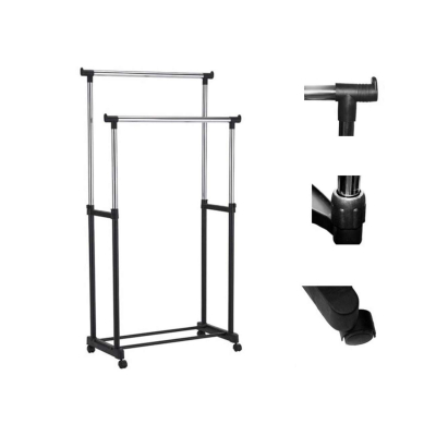 UB Stender Mobil Dublu  Supor Metalic pentru Haine si Umerase 