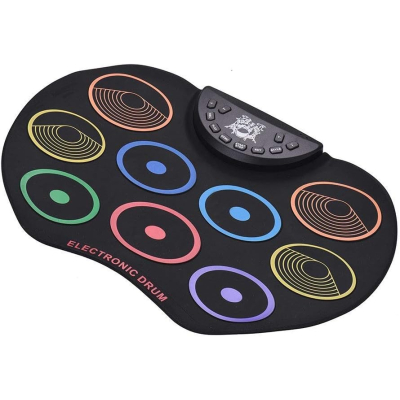 Set Tobe electronice digitale din Silicon cu pedale de picior 9 USB 9 Paduri de tobe colorate Set Tobe electronice digitale din Silicon cu pedale de picior 9 USB 9 Paduri de tobe colorate