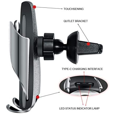 Suport auto S5 cu incarcare wireless pentru telefon Suport auto S5 cu incarcare wireless pentru telefon