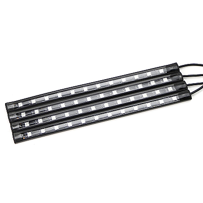 Set 4 benzi 12 LED cu lumina ambientale pentru auto si telecomanda RGB