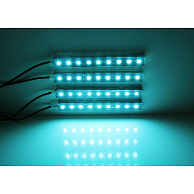 Set 4 benzi 9 LED cu lumina ambientale pentru auto si telecomanda RGB
