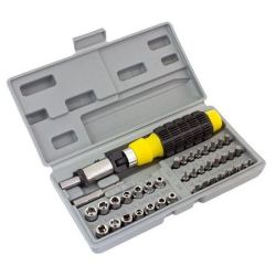 Trusa 41 Piese Surubelnita cu clichet si maner ergonomic 14 tubulare 8 biti  24 biti de precizie 2 adaptoare AN