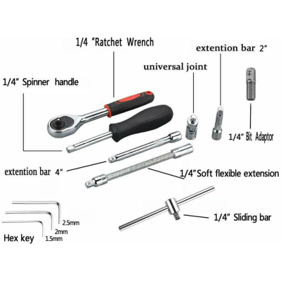 Trusa 46 Piese chei tubulare si biti 