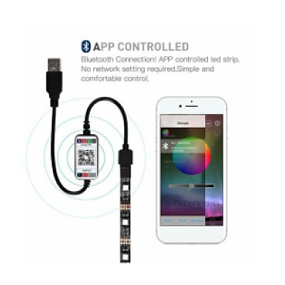 Banda Smart Led RGB continua 2m ambientala TV USB bluetooth cu controler remote din telefon