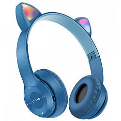 Casti Bluetooth urechi de pisica P47M LED RGB ALBASTRE