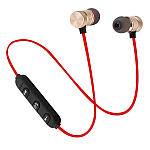 Casti audio Bluetooth sport stereo cu suport magnetic rosu auriu