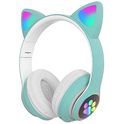 Casti wireless VZV-23M cu urechi de Pisica bluetooth 5.0 Verde