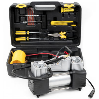 Compresor auto 12V cu trusa completa pentru pene si avarii Compresor auto 12V cu trusa completa pentru pene si avarii