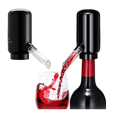 Dispenser si Aerator Electric pentru Sticla de Vin LED Negru