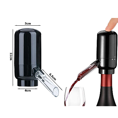 Dispenser si Aerator Electric pentru Sticla de Vin LED Negru