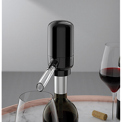 Dispenser si Aerator Electric pentru Sticla de Vin LED Negru