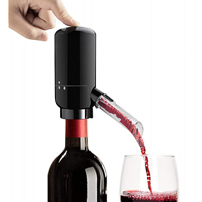 Dispenser si Aerator Electric pentru Sticla de Vin LED Negru