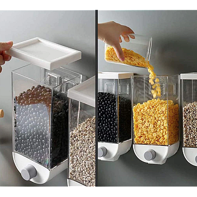Dozator de cereale 1Kg plastic transparent Alb