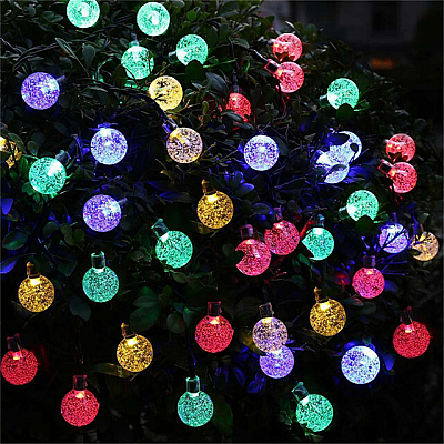 Ghirlanda 20m 120 LED RGB Instalatie cu Globulete Cristal Fir Alb