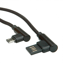 Cablu de incarcare MicroUSB in unghi 90 grade Gaming NEGRU