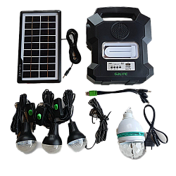 Kit solar GD-Lite 1000A dotat cu dispozitive USB cu 4 becuri LED + Acumulator de mare capacitate + RADIO