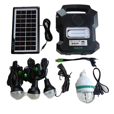 Kit solar GD-Lite 1000A dotat cu dispozitive USB cu 4 becuri LED + Acumulator de mare capacitate + RADIO