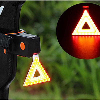 Mini Stop LED Bicicleta Semnalizare TRIUNGI Incarcare USB