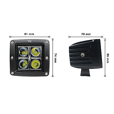 Proiector Offroad CREED, LED, 16W, 4LED, Patrat