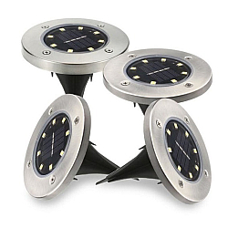 Set 4 Lampi Solare METALICE Disk Lights Argintii 