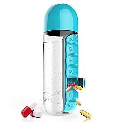 Sticla de apa  Pill & Vitamin Water Bottle 600 ml cu distribuitor pentru medicamente 
