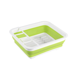 Uscator pliabil VERDE pentru vase si cu suport pentru tacamuri Uscator pliabil VERDE pentru vase si cu suport pentru tacamuri