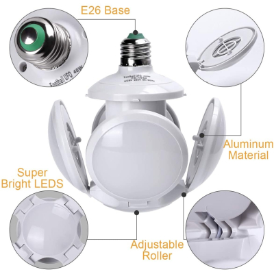 Bec LED UFO 40W 4 extensii Pliabil Ajustabil