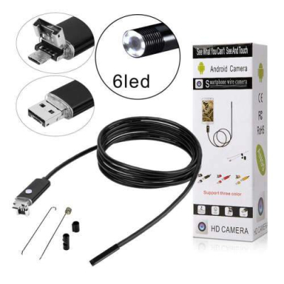 Camera Inspectie Endoscop 5 Metri  Android Waterproof Universala Slim pentru Inspectie Auto MicroUsb tai