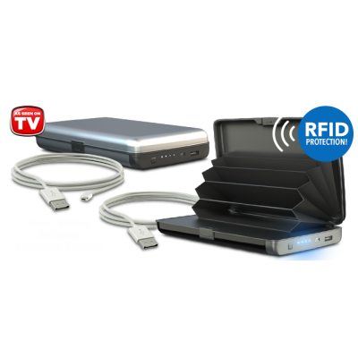 E-Charge Wallet MOV Portofel Carduri si Incarcator Baterie Externa 2in1