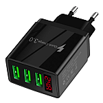 Incarcator PRIZA 3 USB cu DISPLAY LED Inteligent negru Adaptor 220V Incarcator PRIZA 3 USB cu DISPLAY LED Inteligent negru Adaptor 220V