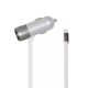 Încărcător auto 3in1 cu cablu micro USB încorporat 4.2A Argintiu