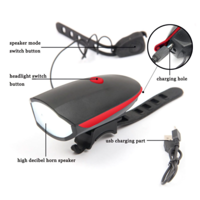 Kit 7588 lanterna pentru bicicletă cu Claxon reincarcabil prin USB