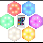Set 3 Lampi HEXAGON RGB cu TELECOMANDA si senzor TACTIL