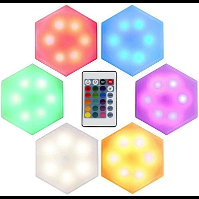 Set 3 Lampi HEXAGON RGB cu TELECOMANDA si senzor TACTIL Set 3 Lampi HEXAGON RGB cu TELECOMANDA si senzor TACTIL