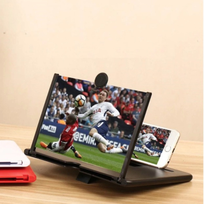 Lupa telefon 12" din PLASTIC  / Ecran de marire a telefonului / Ecran 3D Suport pliabil NEGRU