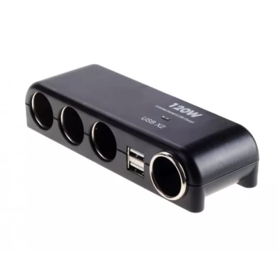 Priza auto Olesson 1525  120W 2 x USB 3 prize + port iesire bricheta