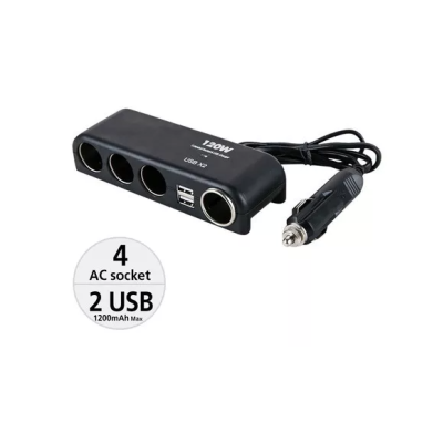 Priza auto Olesson 1525  120W 2 x USB 3 prize + port iesire bricheta