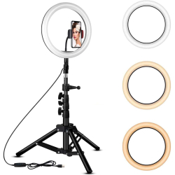 Lampa Ring Light LED 10" Circulara cu Lumina rece / naturala / calda Lampa Ring Light LED 10" Circulara cu Lumina rece / naturala / calda