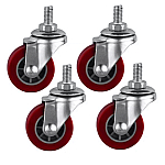 4 X Roti Rosii MEDII 65mm Pivotante cu Surub ROTILE