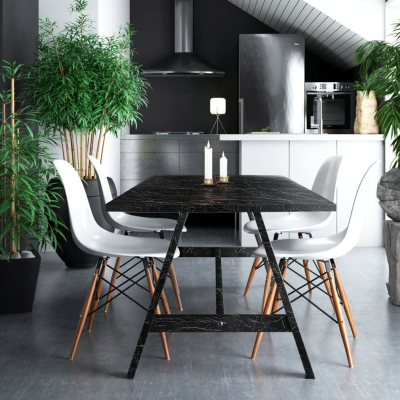 Set 2 X Autocolant Marmura NEGRU CU ALB 60 x 200 Autoadeziv Rezistent pentru Mobila