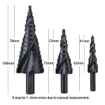 Set 3 Burghie In Trepte Spiralate HSS 4-32 Freze NEGRE