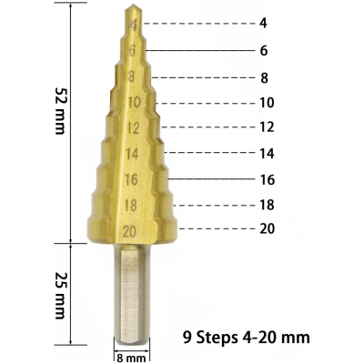 Set 3 FREZE Burghie in trepte pentru metal 4-32 mm