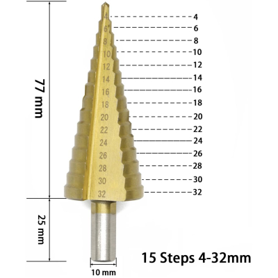 Set 3 FREZE Burghie in trepte pentru metal 4-32 mm