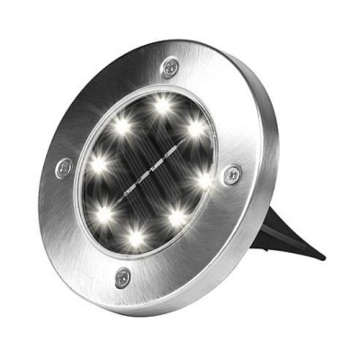 Set 4 Lampi Solare METALICE Argintii Disk Lights pentru gradina AX