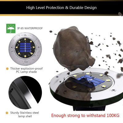 Set 4 Lampi Solare METALICE Argintii Disk Lights pentru gradina AX