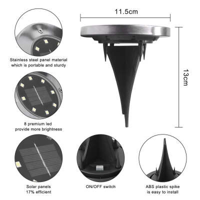 Set 4 Lampi Solare METALICE Argintii Disk Lights pentru gradina AX